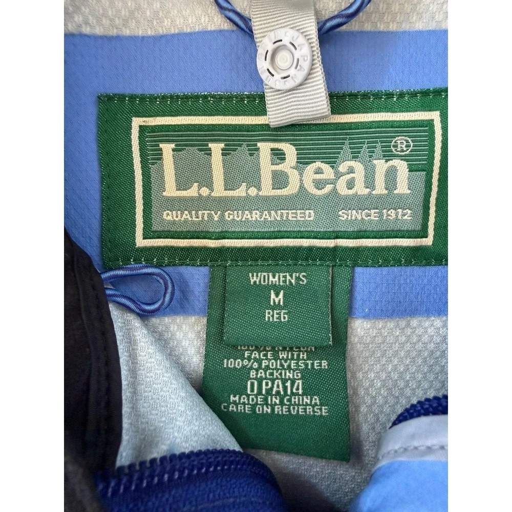 LL Bean Rain Shell Jacket Women's Sz M Blue Color block - Picture 6 of 16